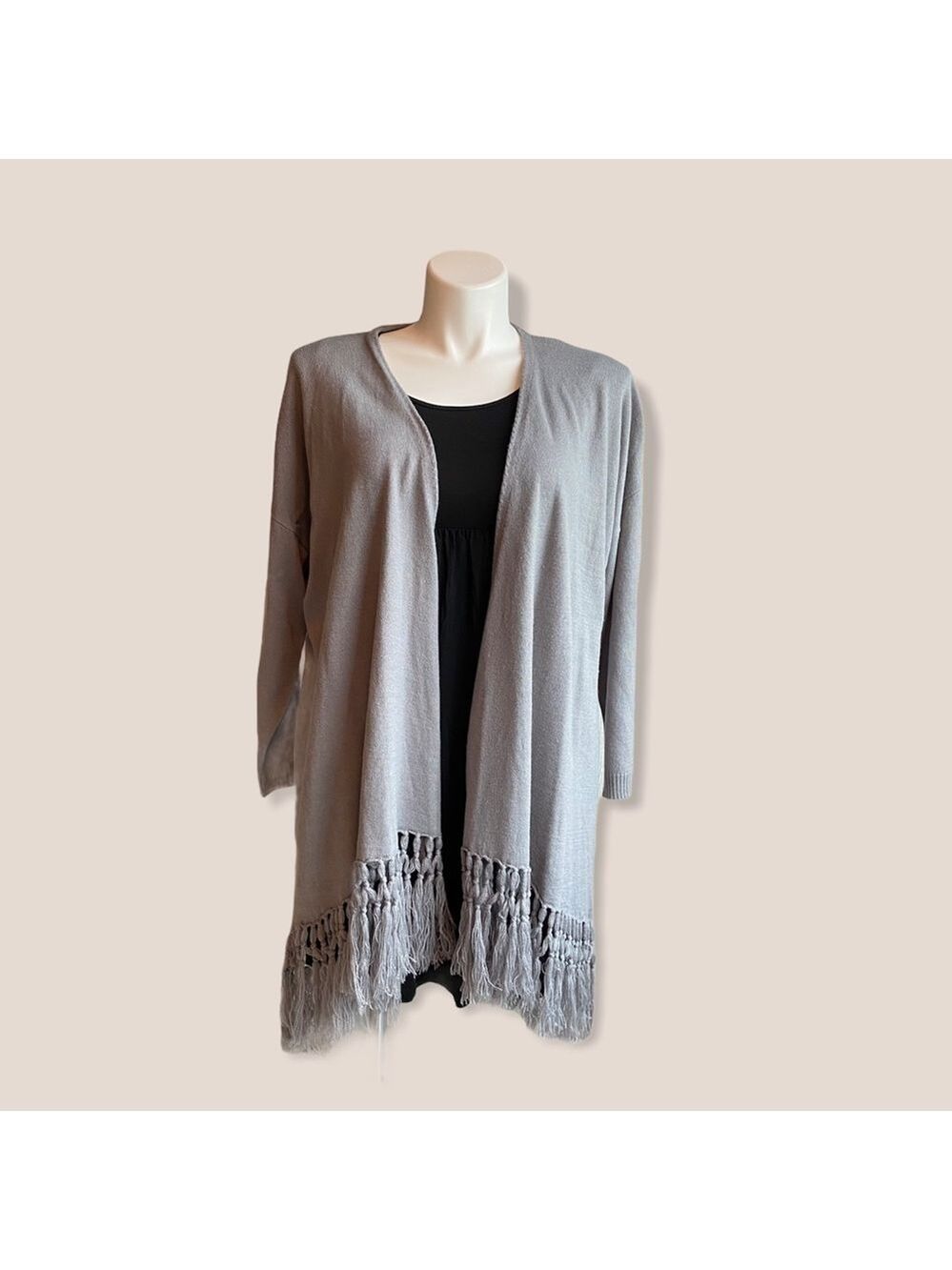 NWT Apostrophe grey fringe cardigan